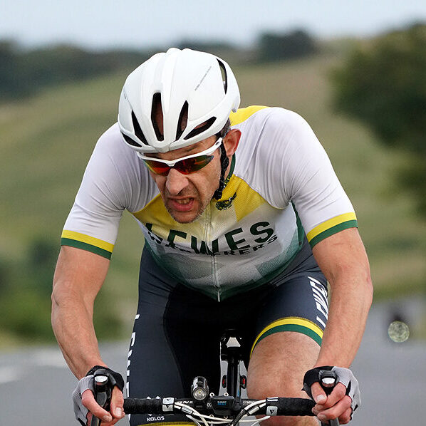Cyclist on a hill climb